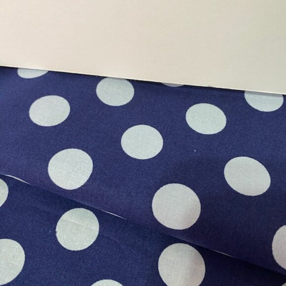 NEW From Bolt Cotton Fabric BTY Navy Blue w/ Light Blue Nickel Size Polka Dots - Picture 3 of 3